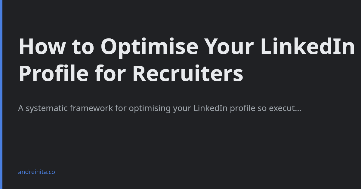 LinkedIn Profile Optimization for CTOs and Senior Engineers: What ...
